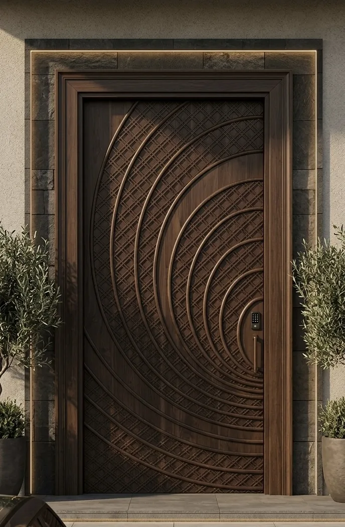 Modern curved CNC wooden door