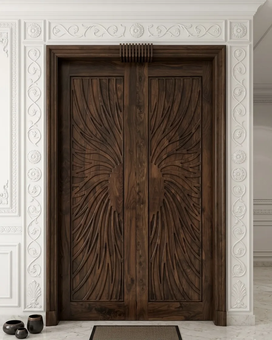 Organic CNC engraved double door