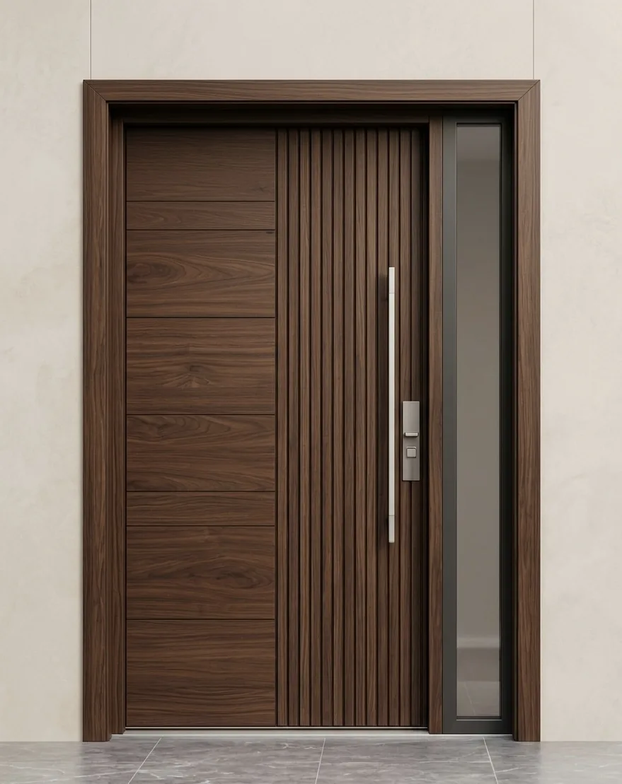 Horizontal panel veneer door