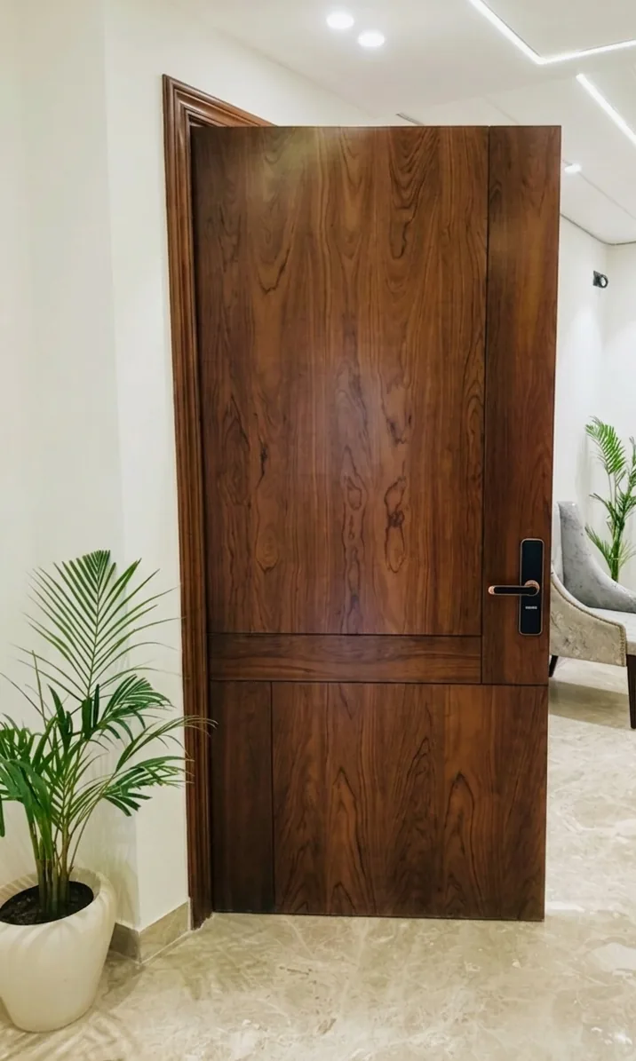 Contemporary natural wood door