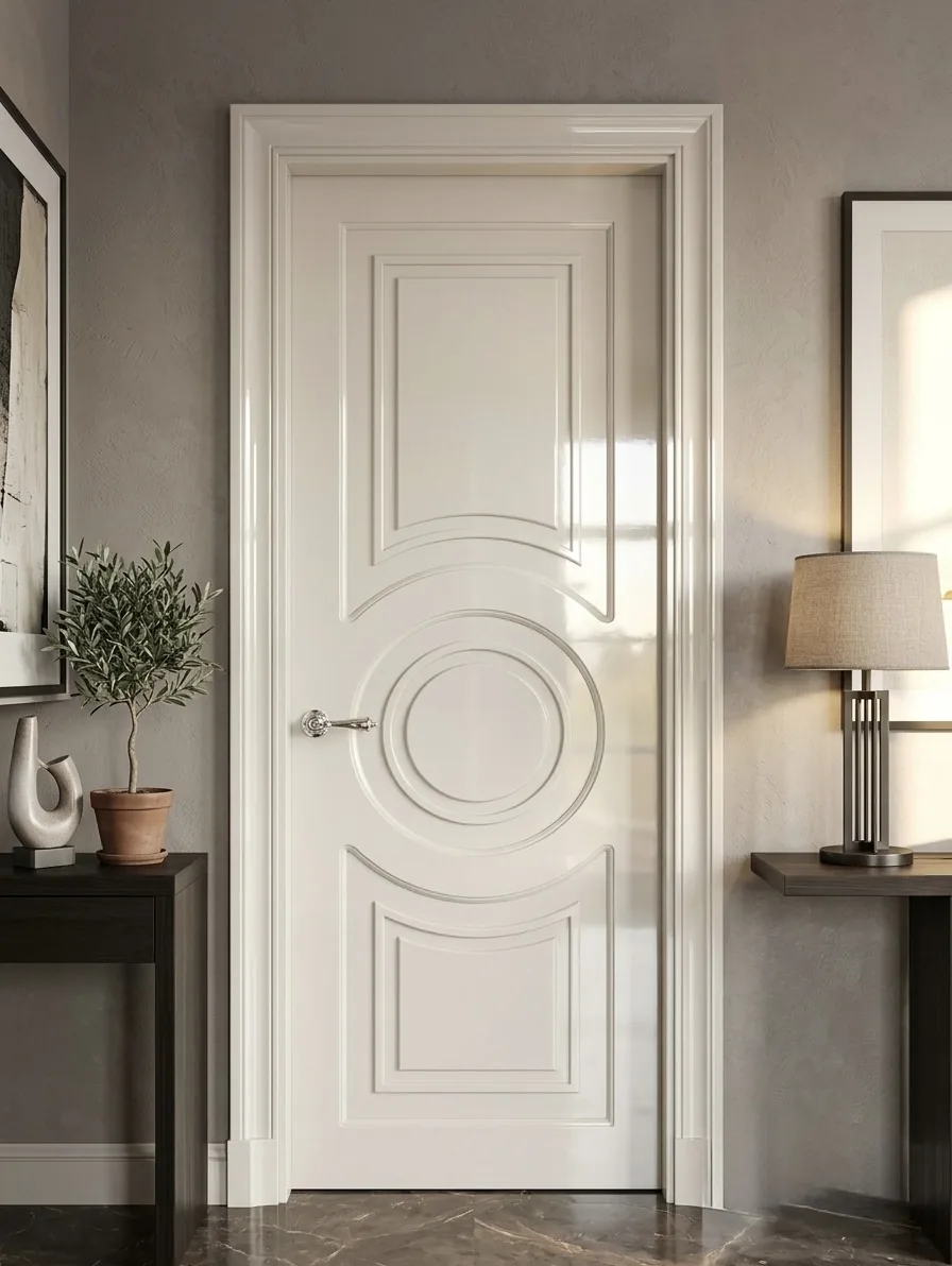 White PU painted circular panel door