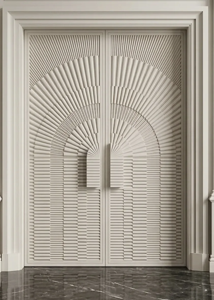 White PU circular double door