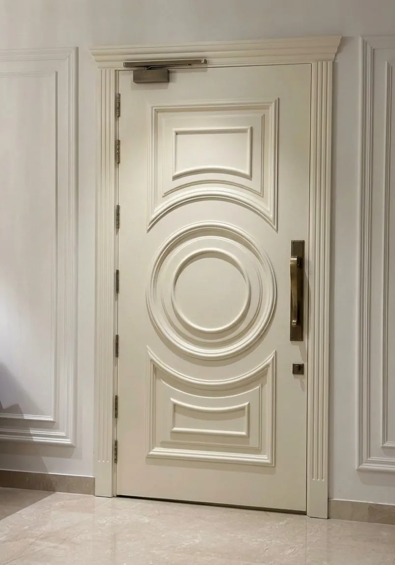 White PU door with circular pattern