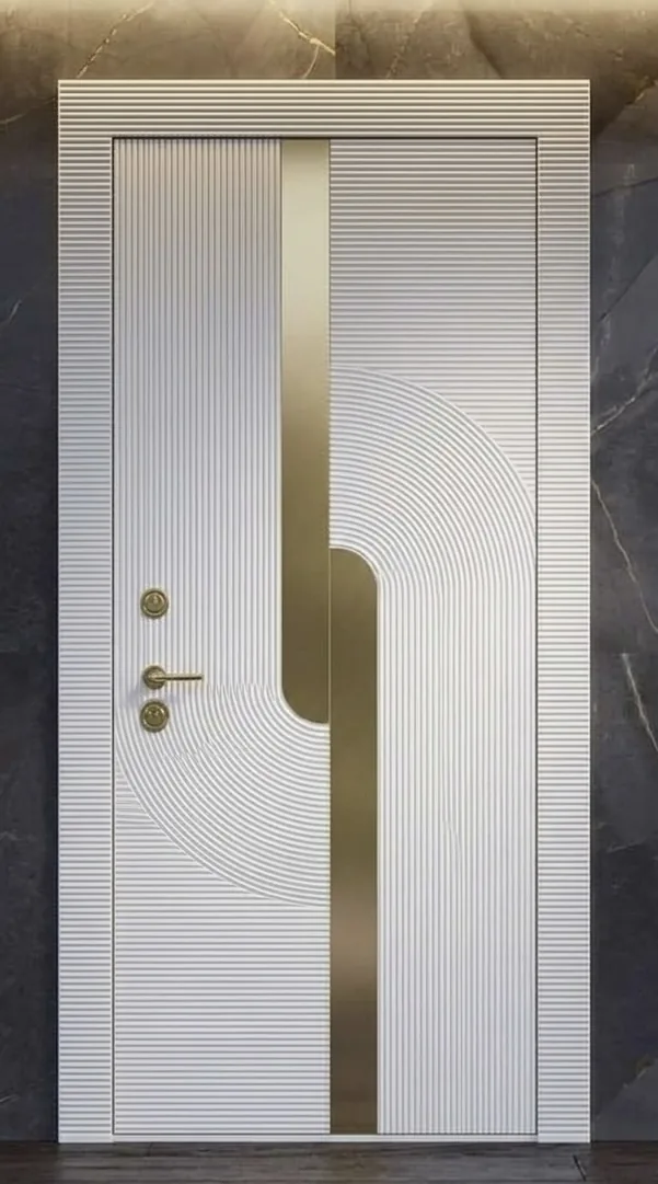 White PU geometric entrance door
